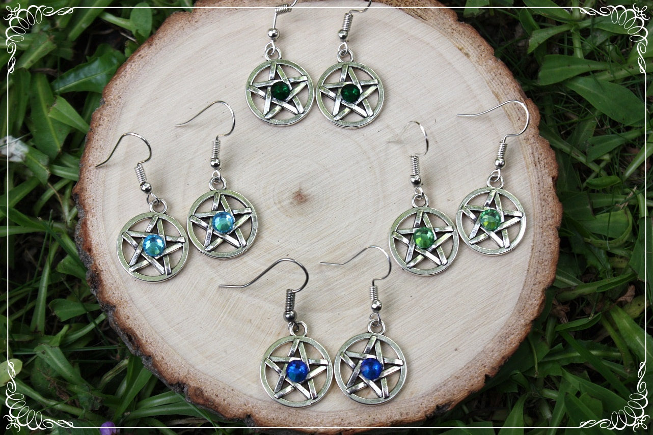 Boucles d'oreilles argentées "Pentacles"
