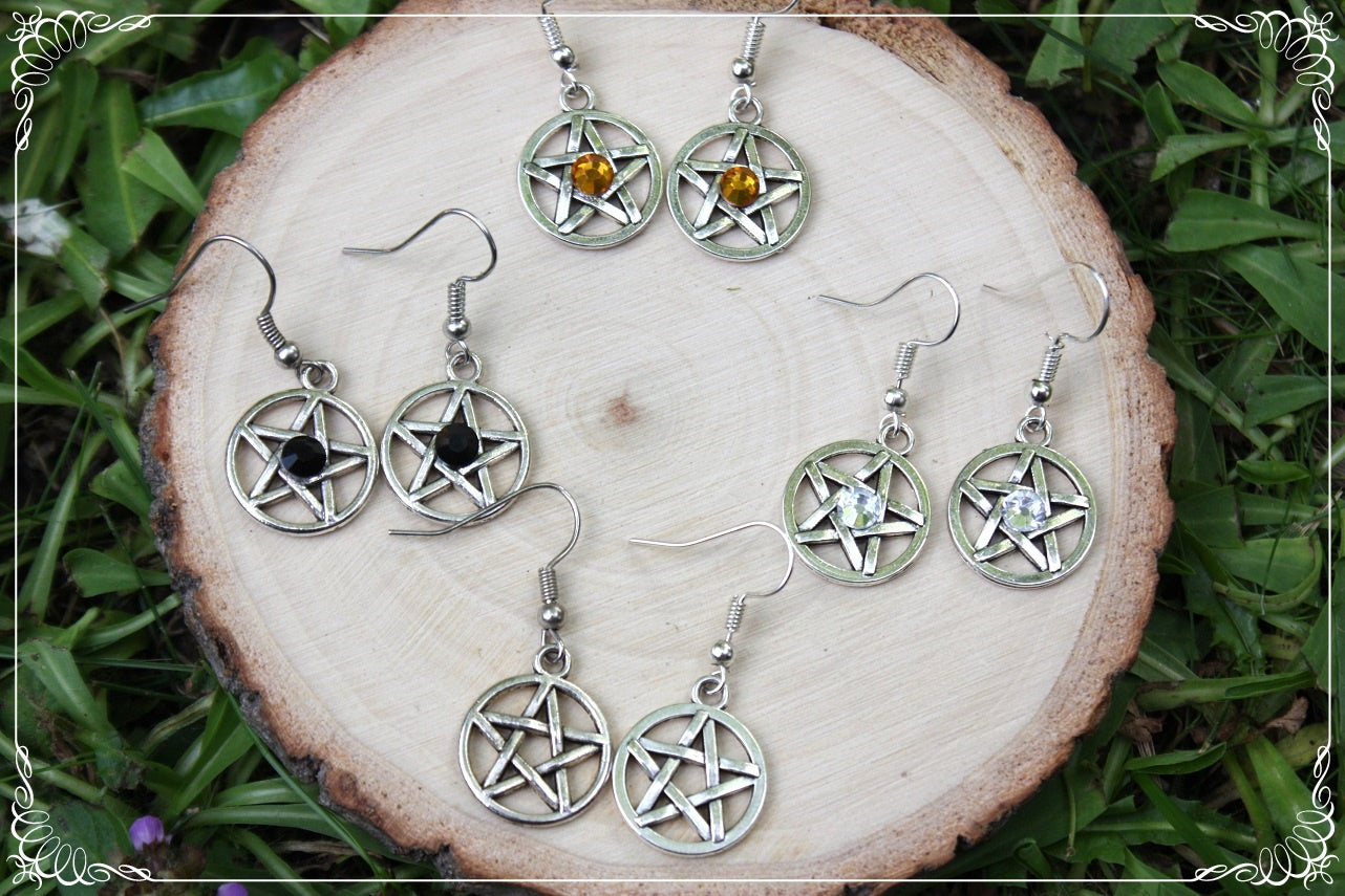 Boucles d'oreilles argentées "Pentacles"