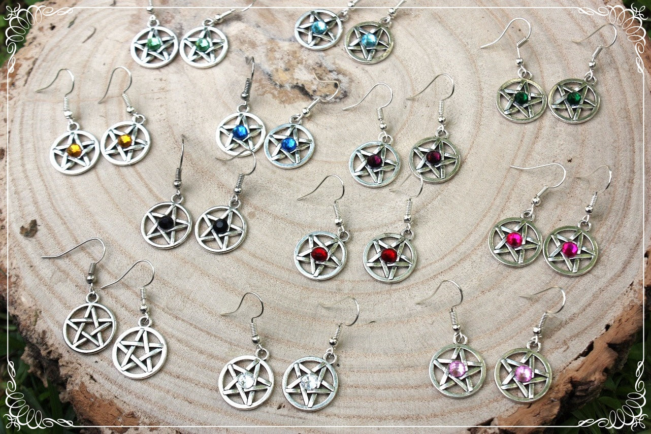 Boucles d'oreilles argentées "Pentacles"