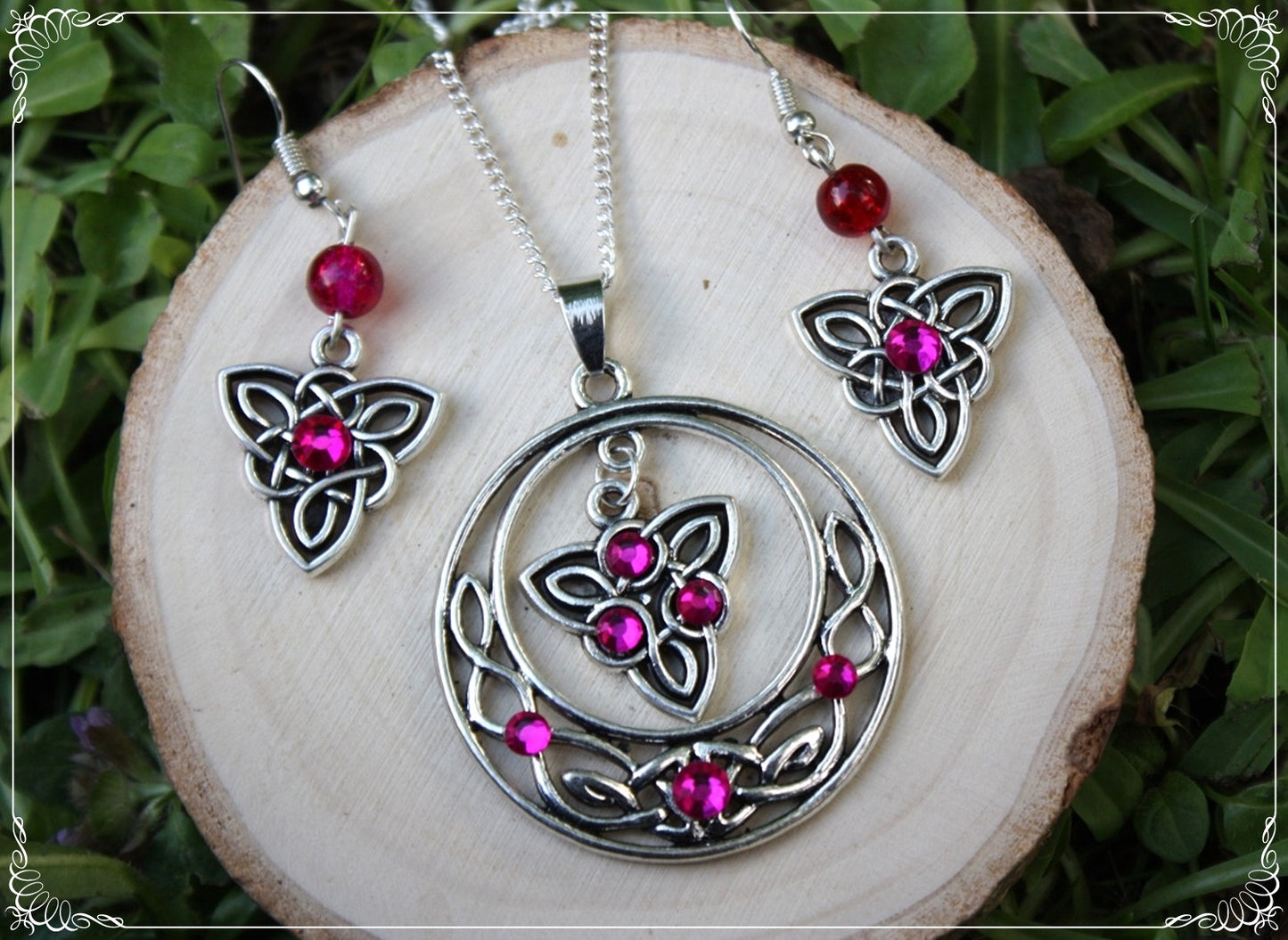 Boucles d'oreilles celtiques "Triangles - perles"