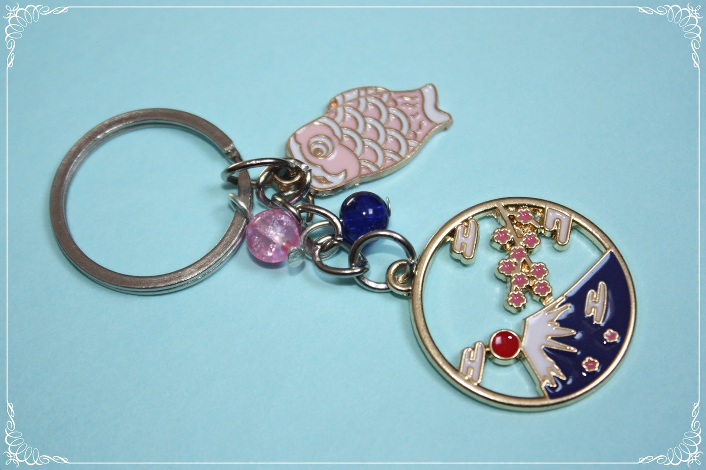 Porte-clés "Japon - Carpes Koï - Mont Fuji"