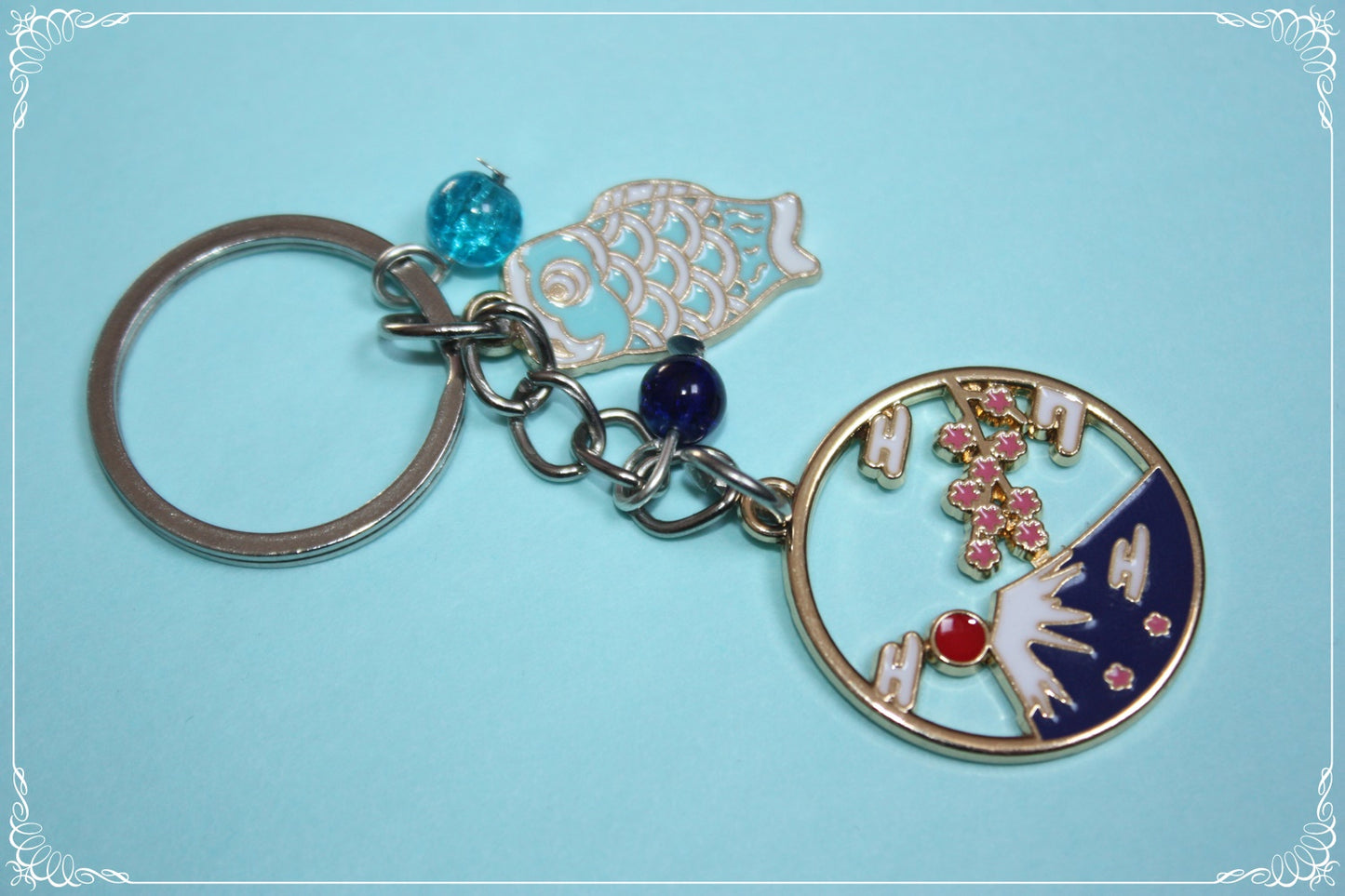 Porte-clés "Japon - Carpes Koï - Mont Fuji"