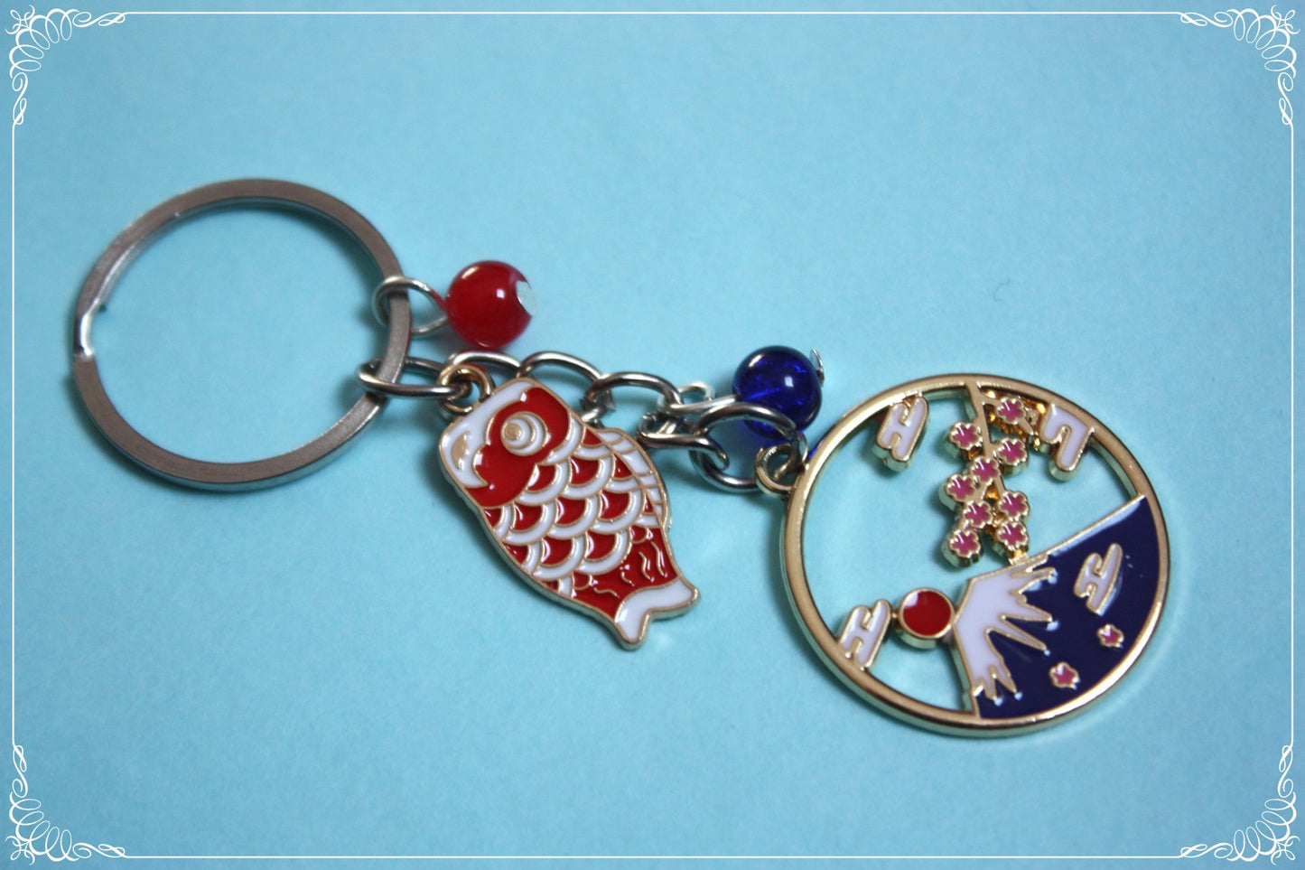 Porte-clés "Japon - Carpes Koï - Mont Fuji"