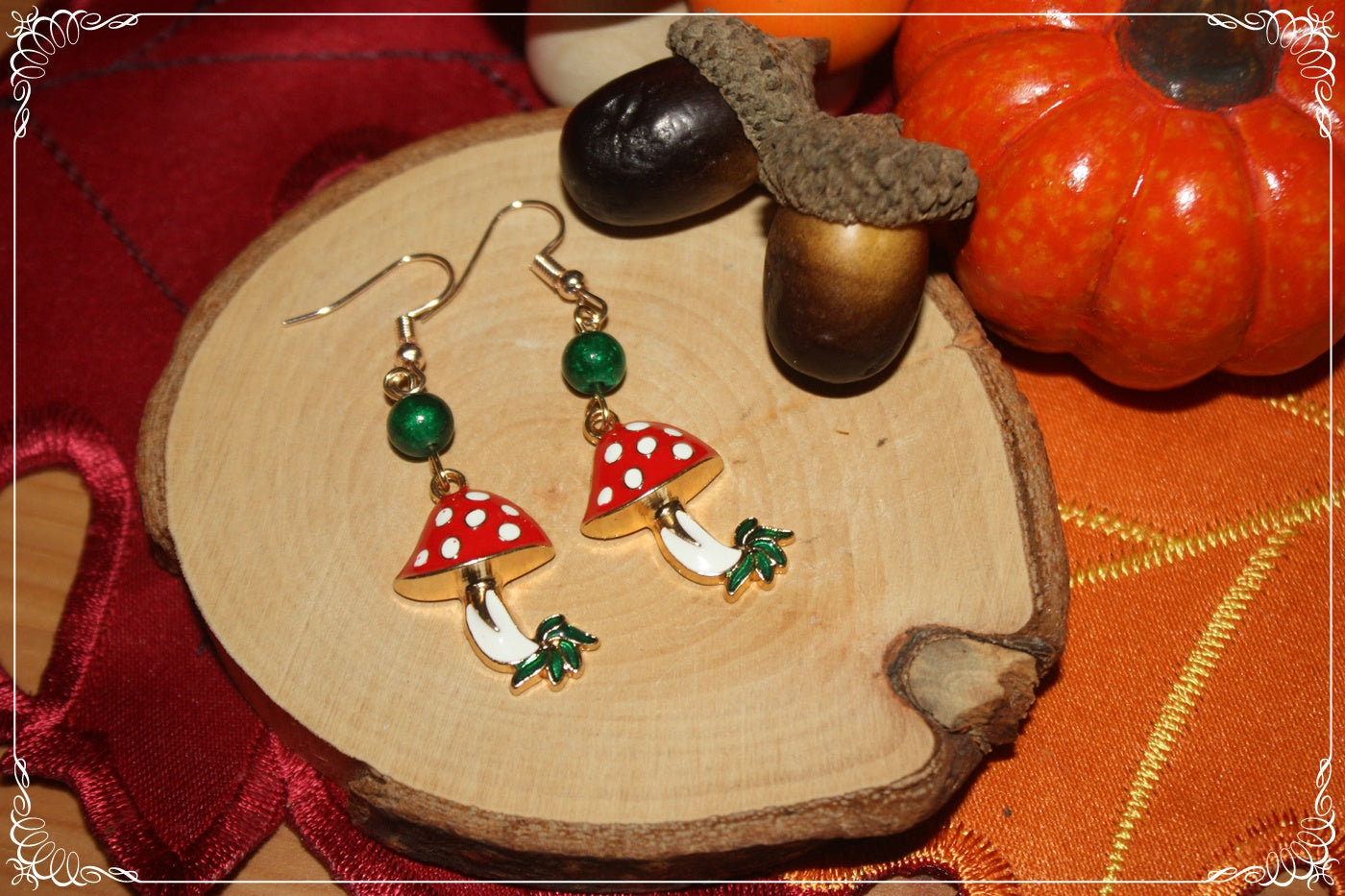 Boucles d'oreilles pendantes Automne Halloween citrouilles champignons