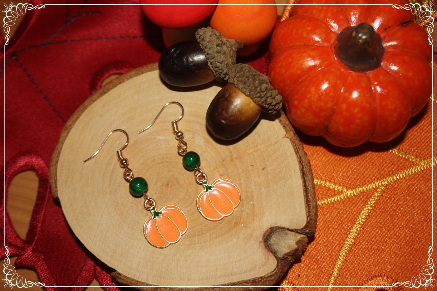 Boucles d'oreilles pendantes Automne Halloween citrouilles champignons