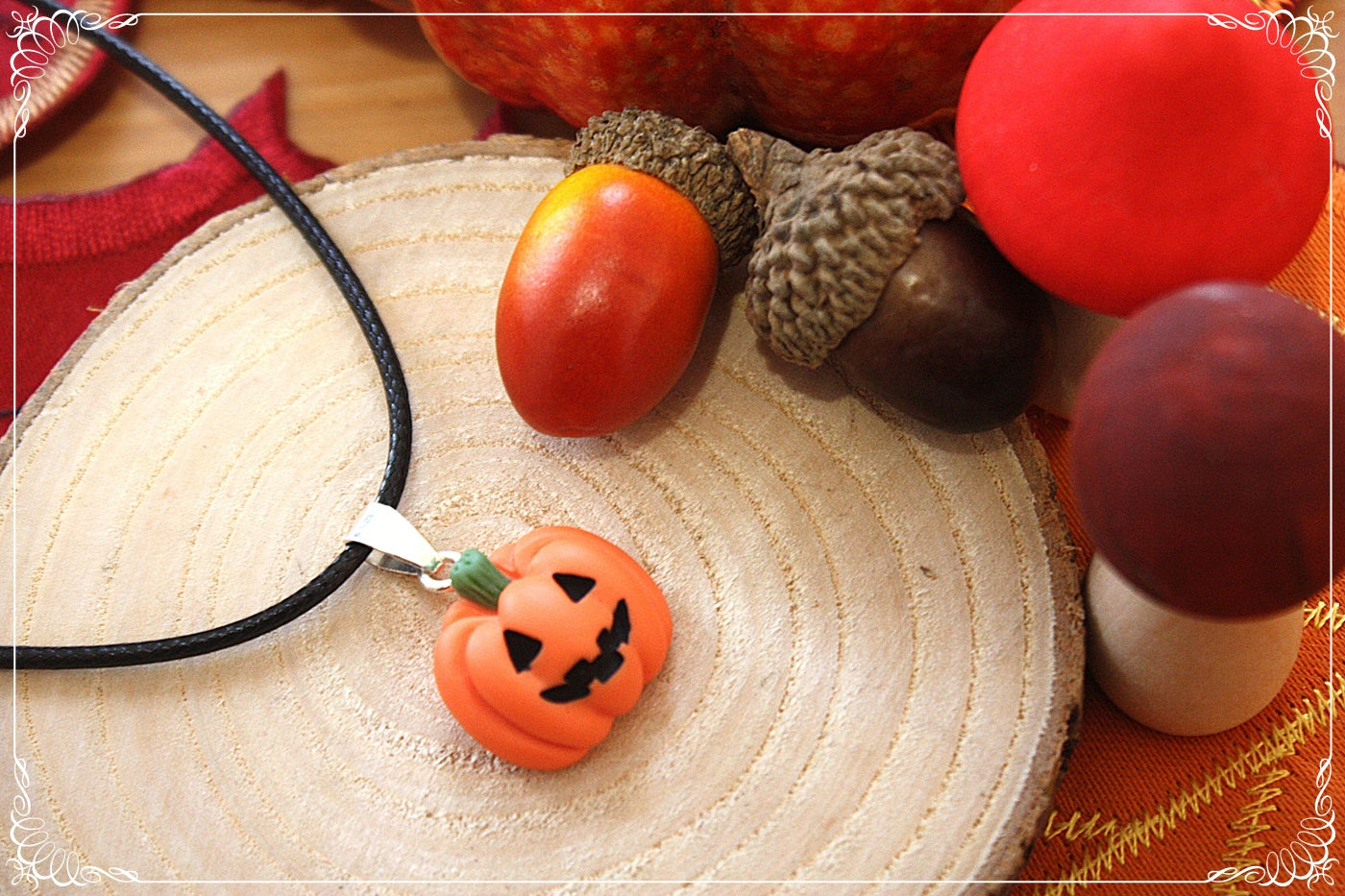 Pendentifs automne Halloween citrouille chat manoir sorcière fantôme