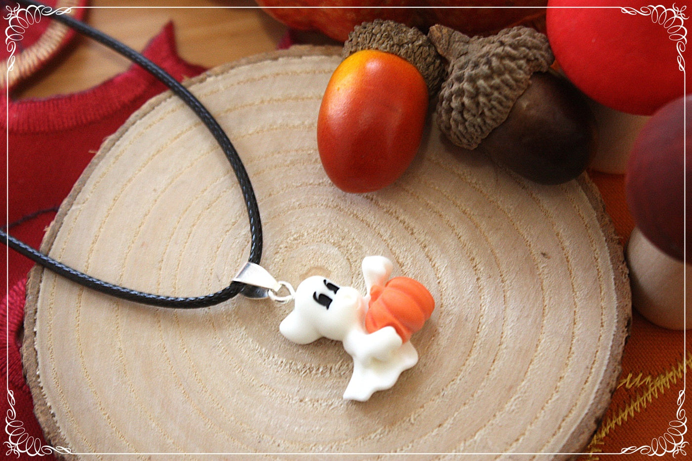 Pendentifs automne Halloween citrouille chat manoir sorcière fantôme
