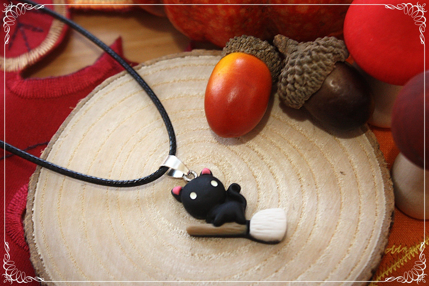 Pendentifs automne Halloween citrouille chat manoir sorcière fantôme