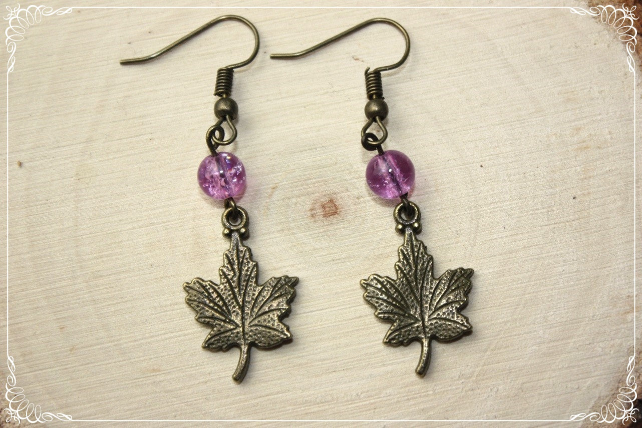 Boucles d'oreilles "Feuilles érables bronze"