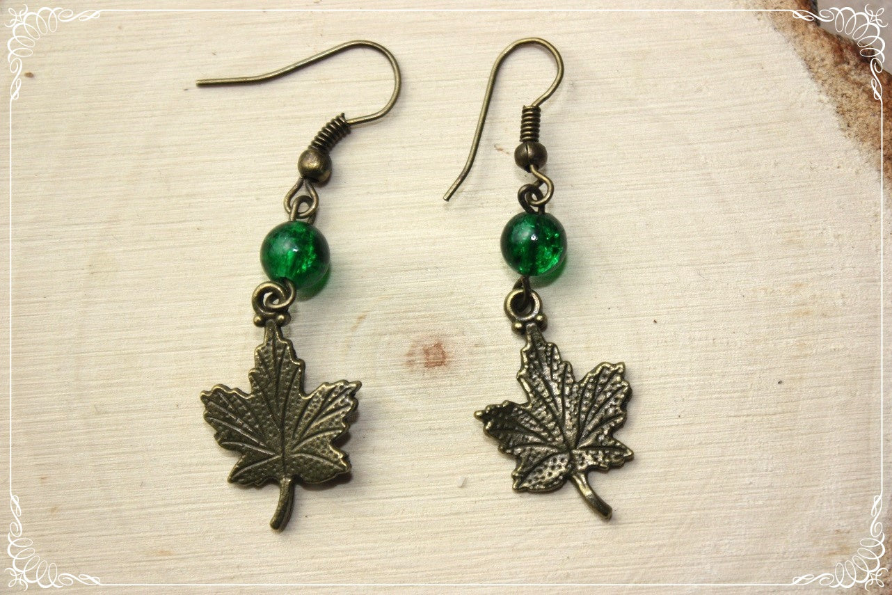 Boucles d'oreilles "Feuilles érables bronze"