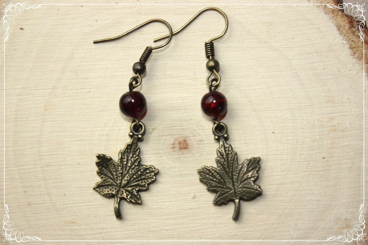 Boucles d'oreilles "Feuilles érables bronze"