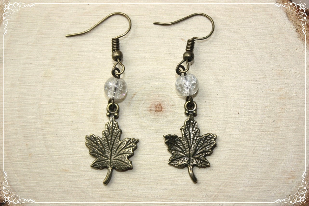 Boucles d'oreilles "Feuilles érables bronze"