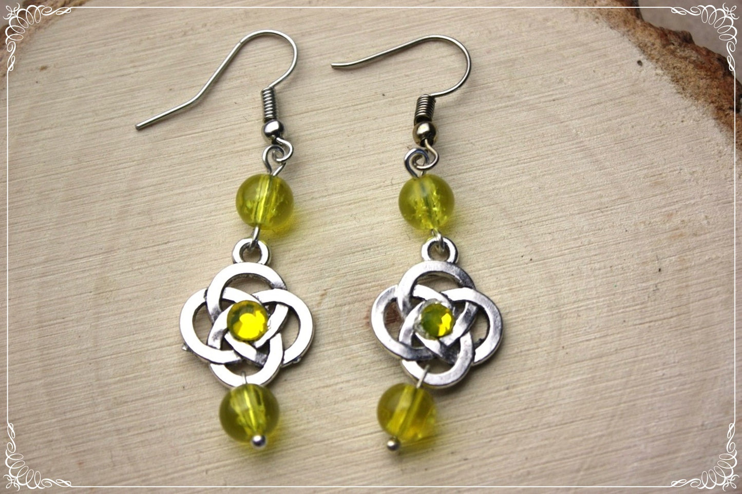 Boucles d'oreilles celtiques "Nœuds doubles perles"