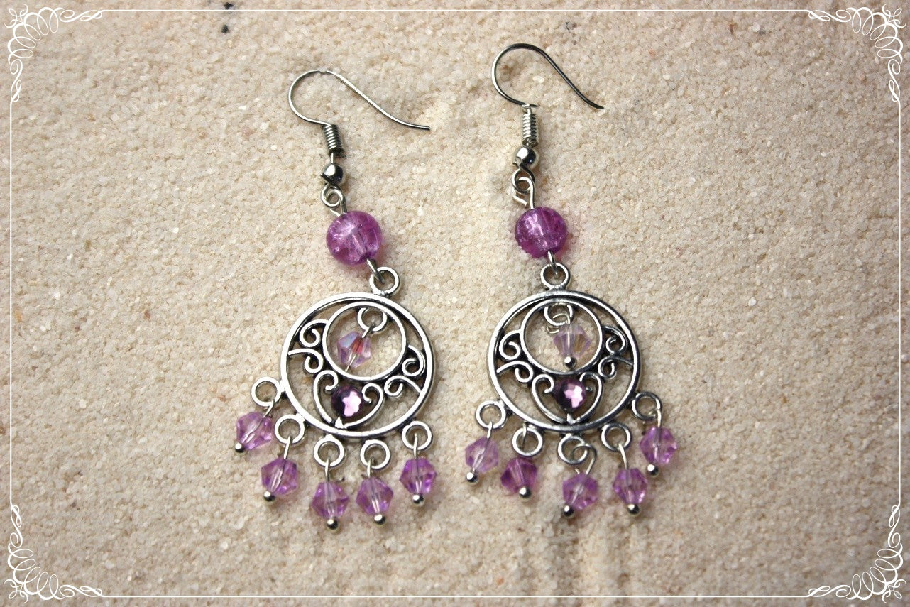 Boucles d'oreilles orientalisantes "Perles et strass"