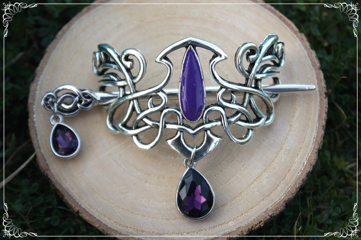 Barrette épingle à cheveux celtique elfique peinte