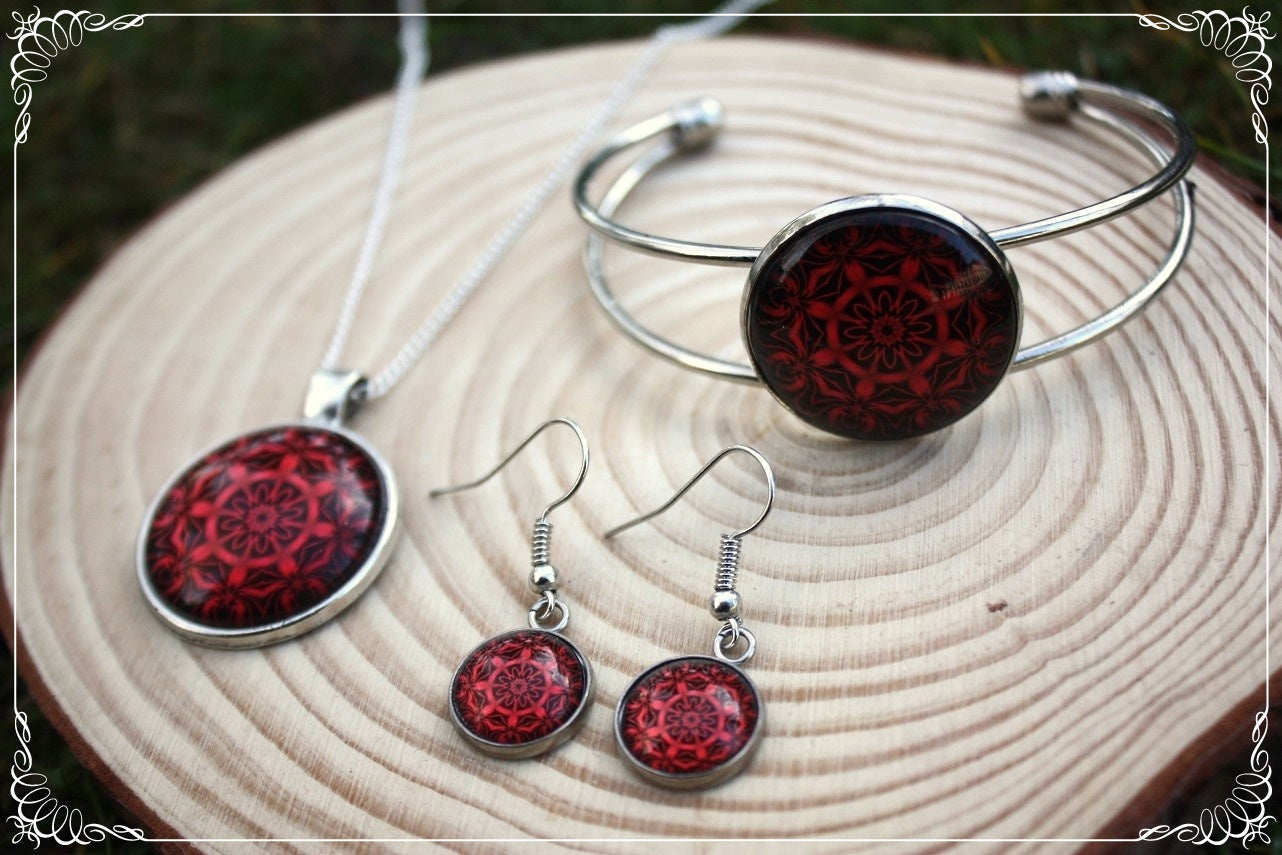 Pendentifs "Mandalas - Rouges"