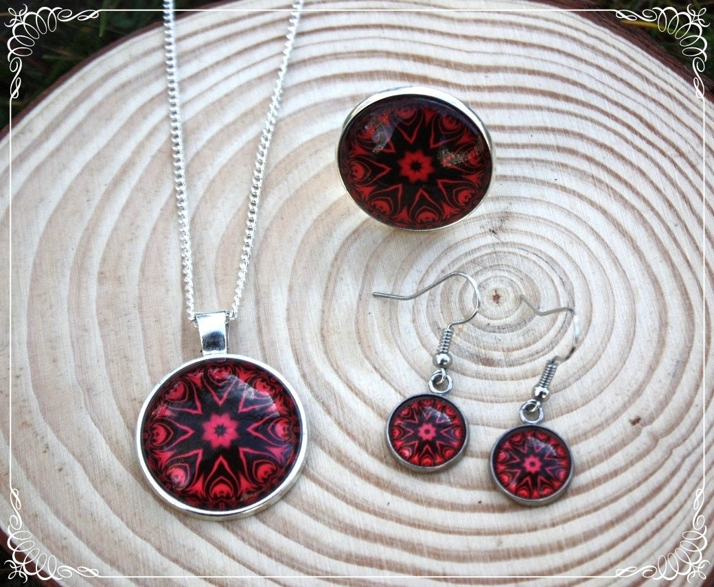 Pendentifs "Mandalas - Rouges"