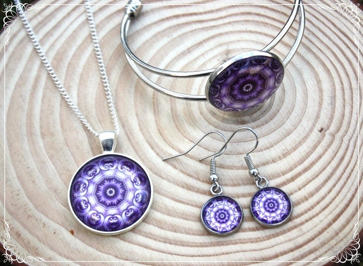 Boucles d'oreilles "Mandalas - Violets "
