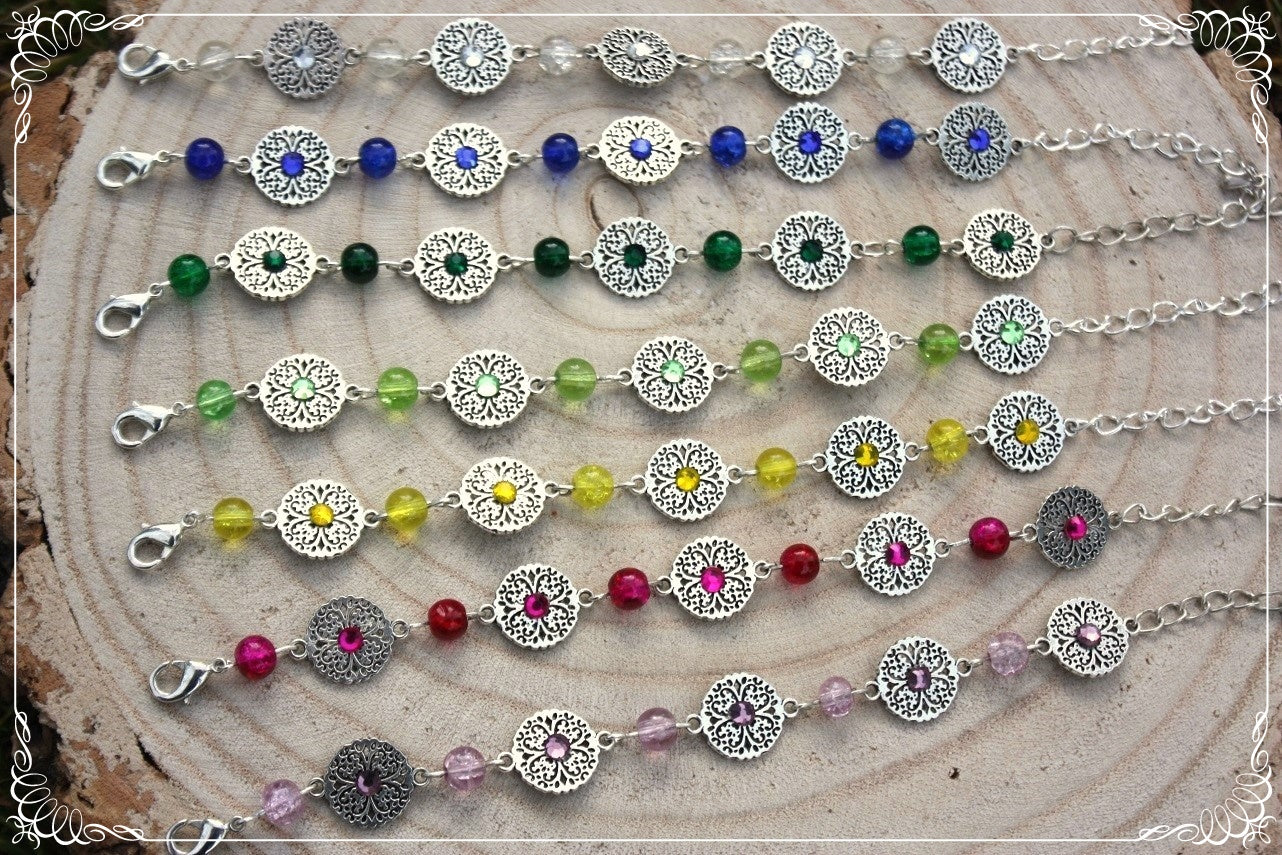 Bracelets "Cercles filigranes strass et perles"
