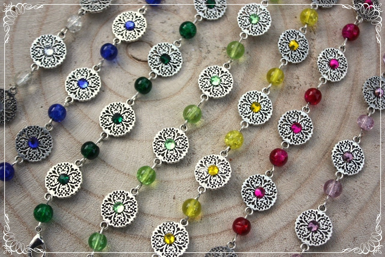 Bracelets "Cercles filigranes strass et perles"