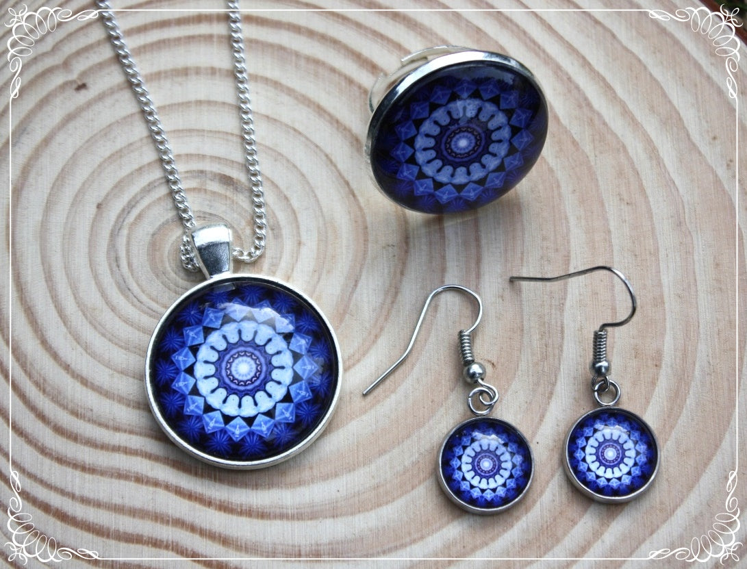 Pendentifs "Mandalas - Bleu foncés"