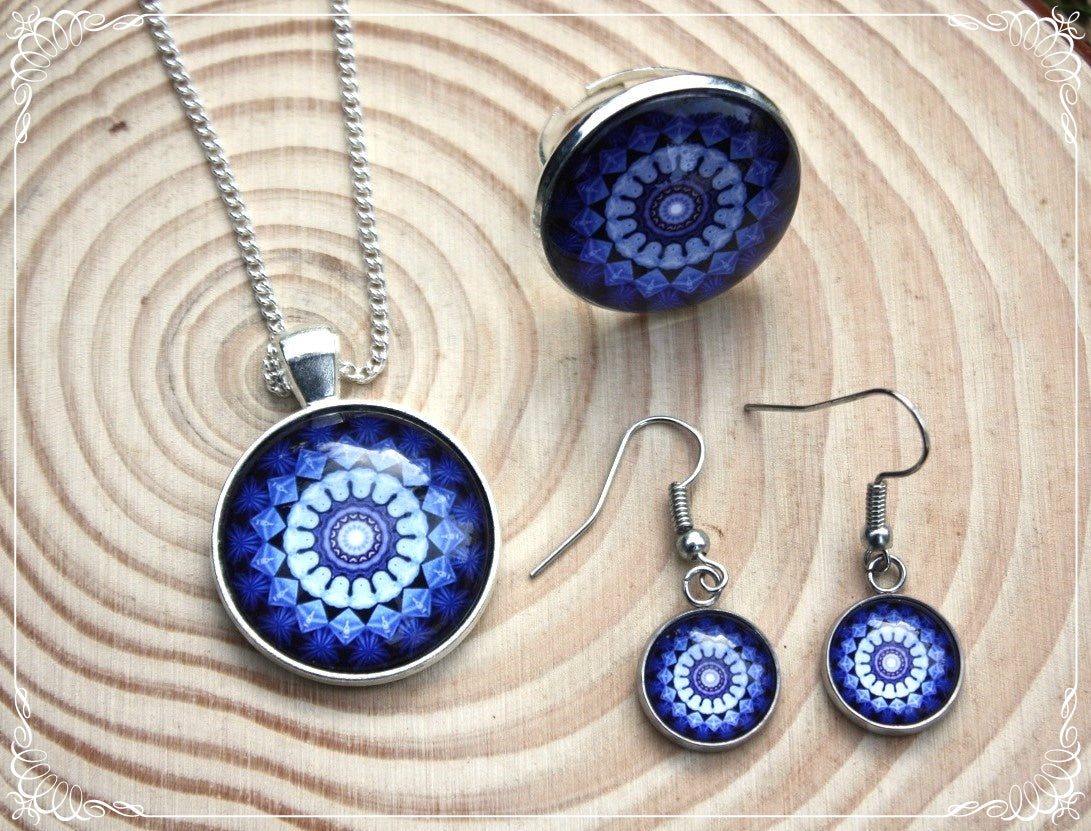 Boucles d'oreilles "Mandalas - Bleus foncé "