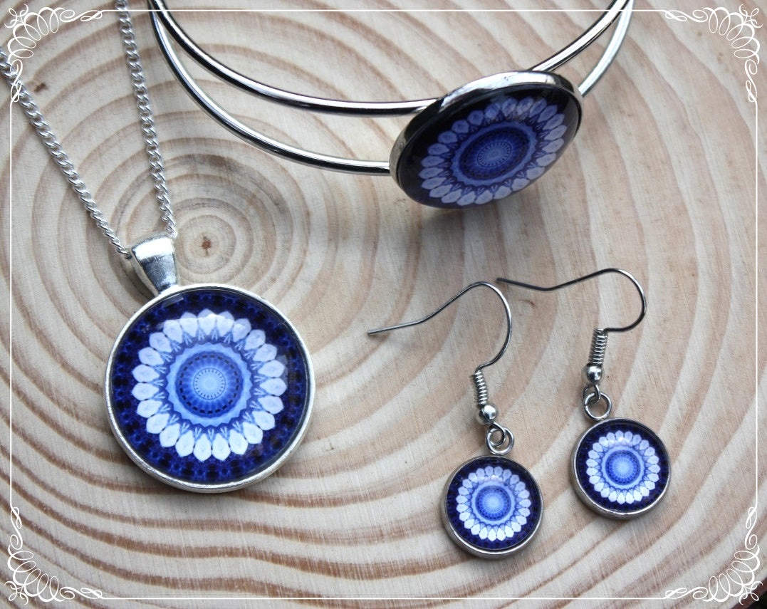 Pendentifs "Mandalas - Bleu foncés"