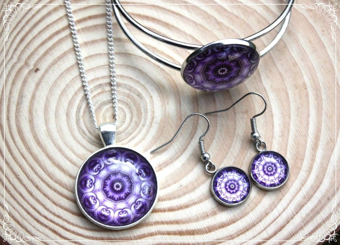 Pendentifs "Mandalas - Violets"