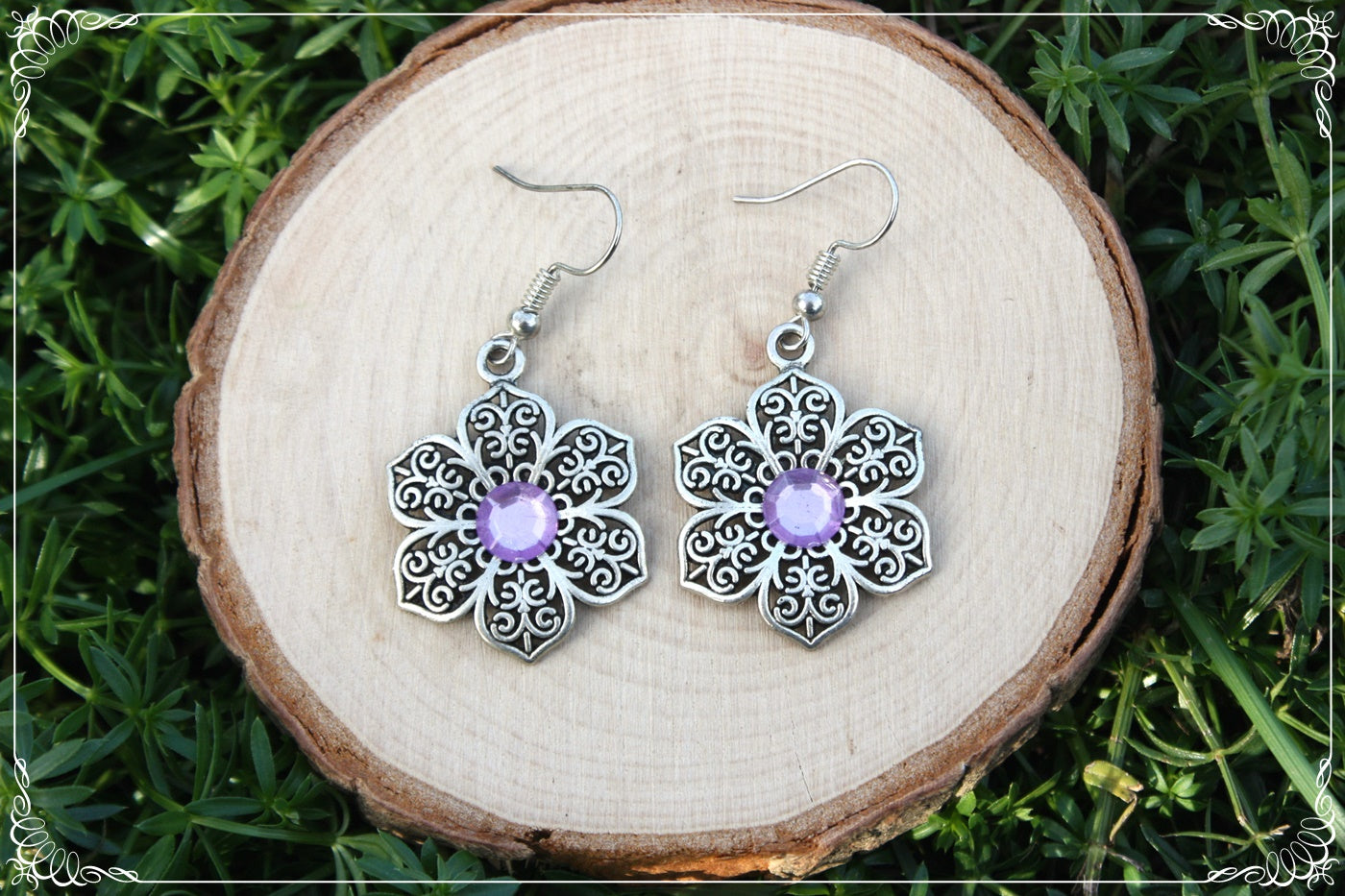 Boucles d'oreilles "Fleurs argentées"