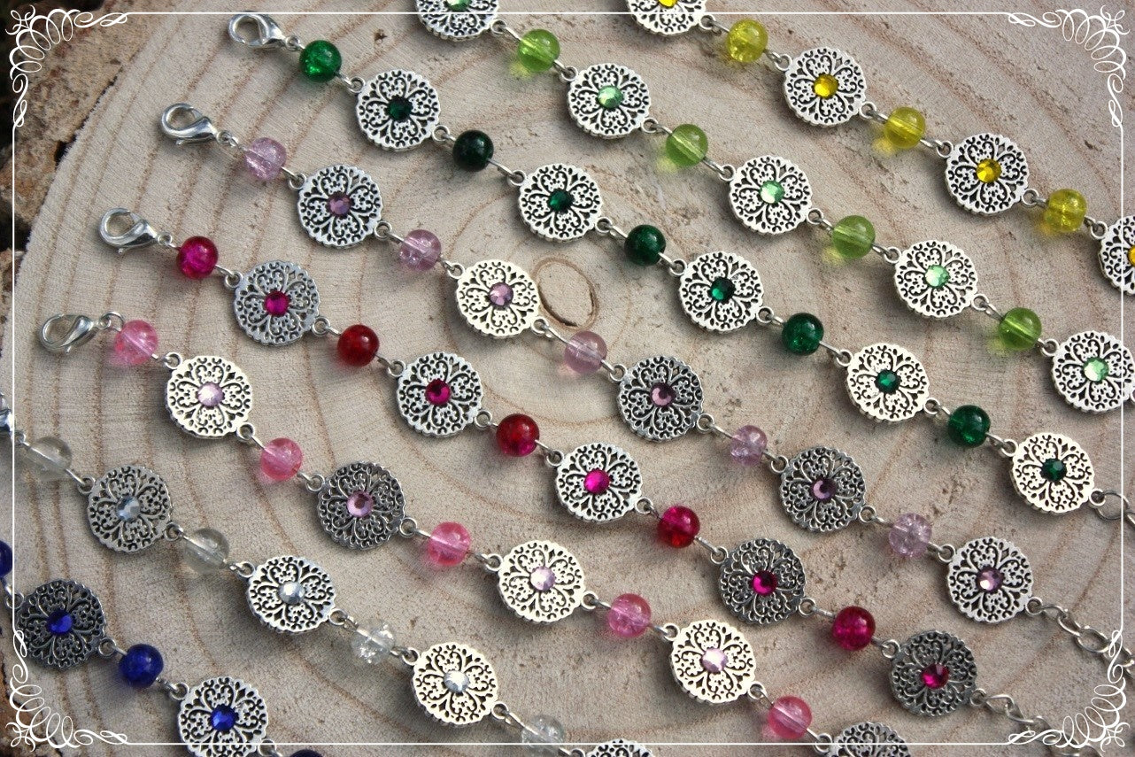 Bracelets "Cercles filigranes strass et perles"
