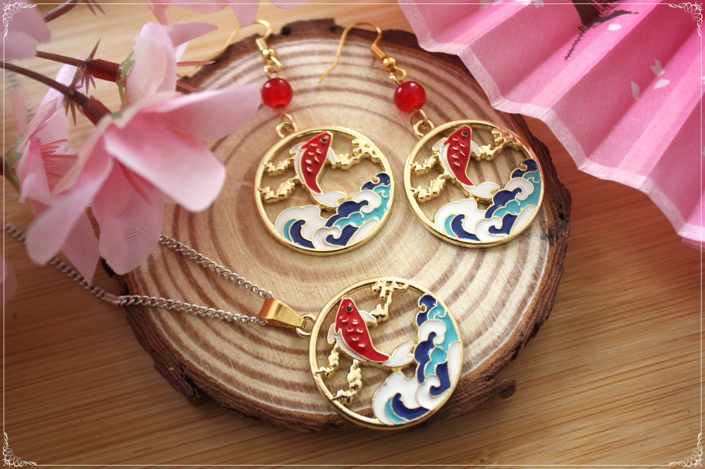 Pendentifs Japon - Carpes Koï - Mont Fuji - Grue japonaise