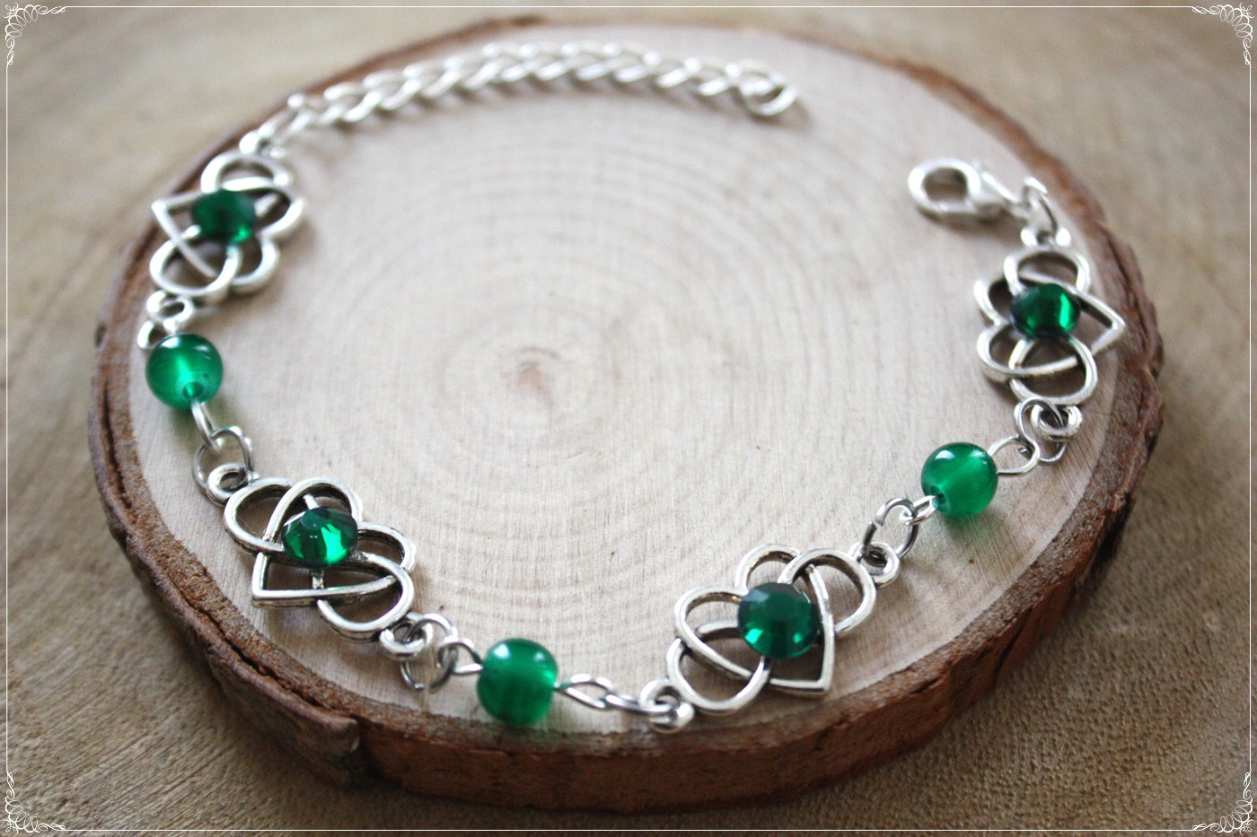 Bracelets "Coeurs celtiques strass et perles"