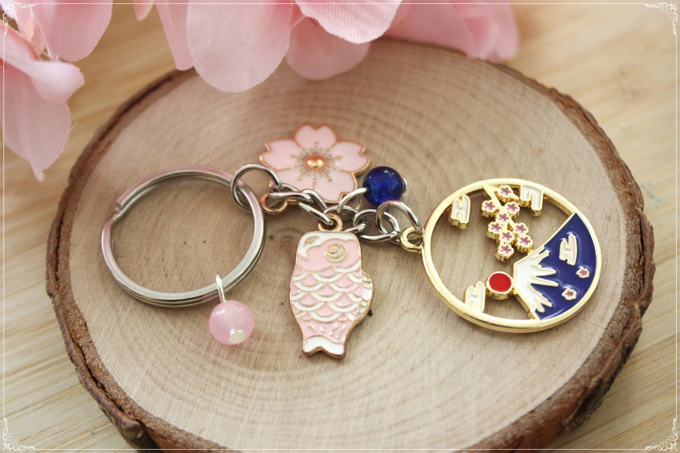 Porte-clés "Japon - Carpes Koï - Mont Fuji"