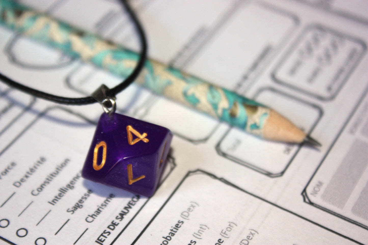 Pendentifs "Dés - Violets "