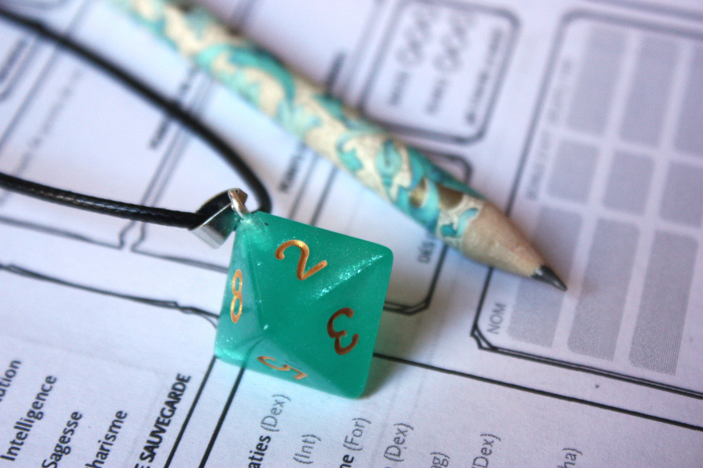 Pendentifs "Dés JDR - Verts "
