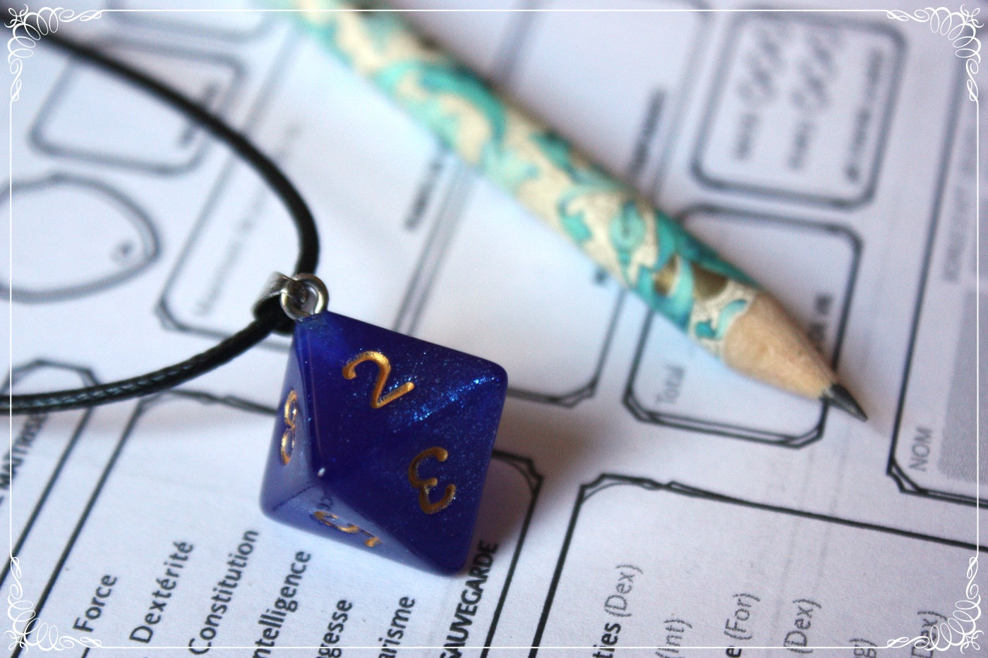 Pendentifs "Dés JDR - Bleus "