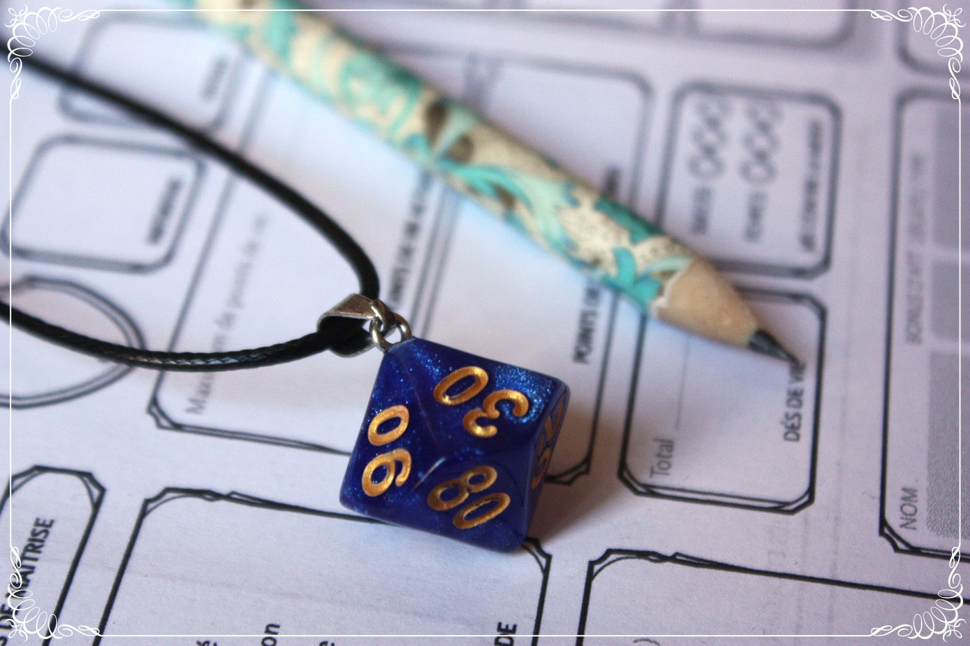 Pendentifs "Dés JDR - Bleus "