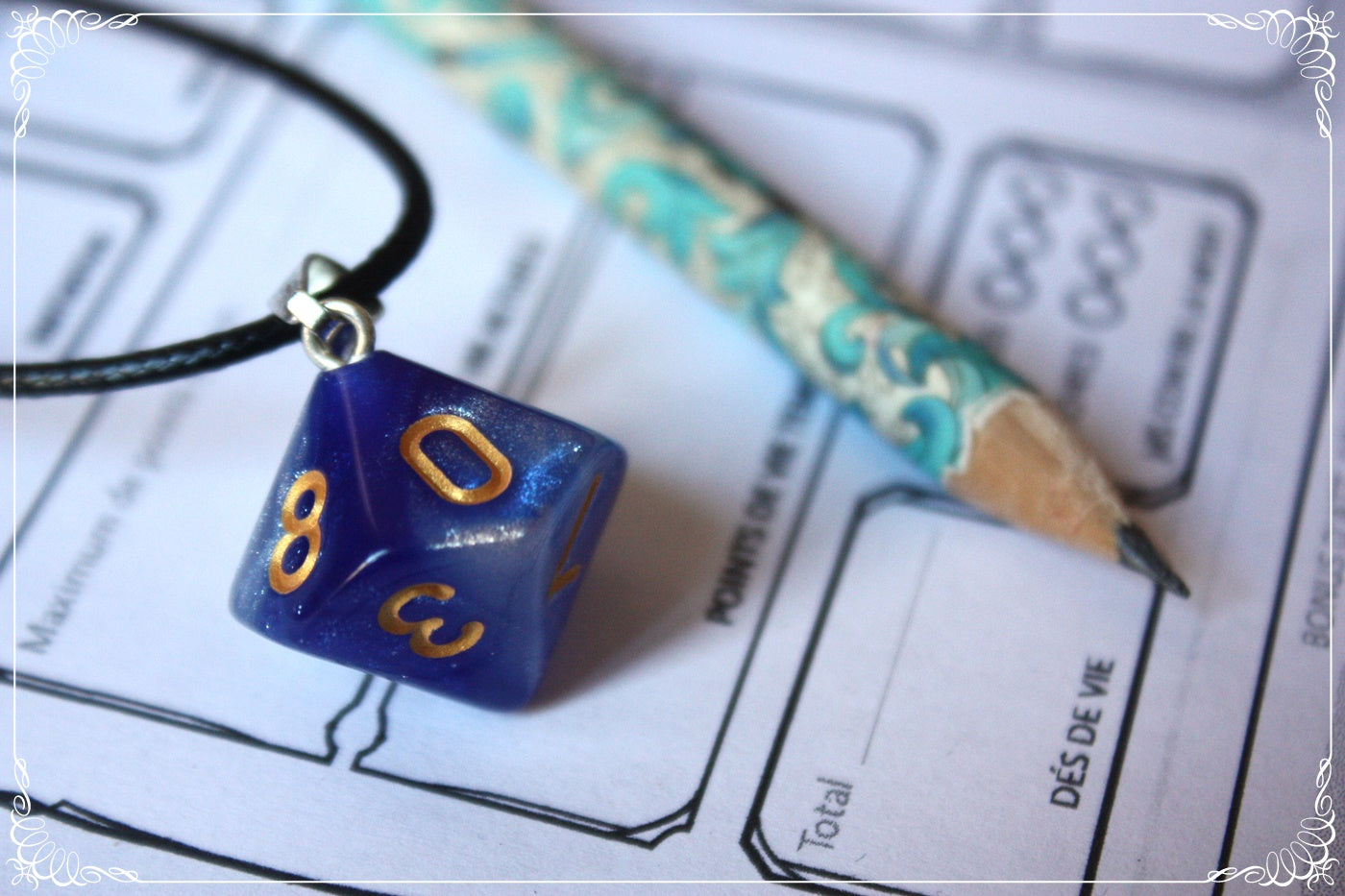 Pendentifs "Dés JDR - Bleus "