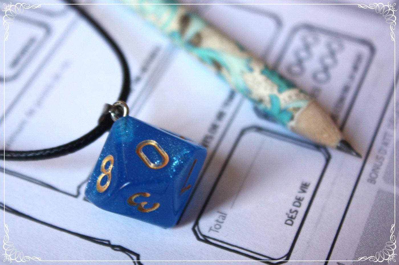 Pendentifs "Dés JDR - Bleus "