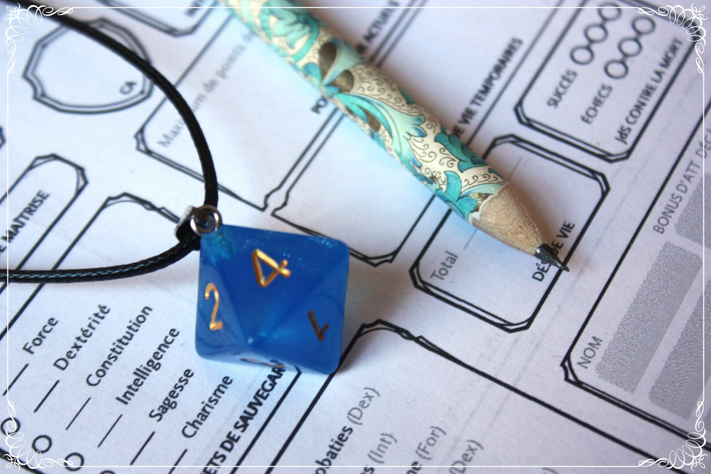 Pendentifs "Dés JDR - Bleus "
