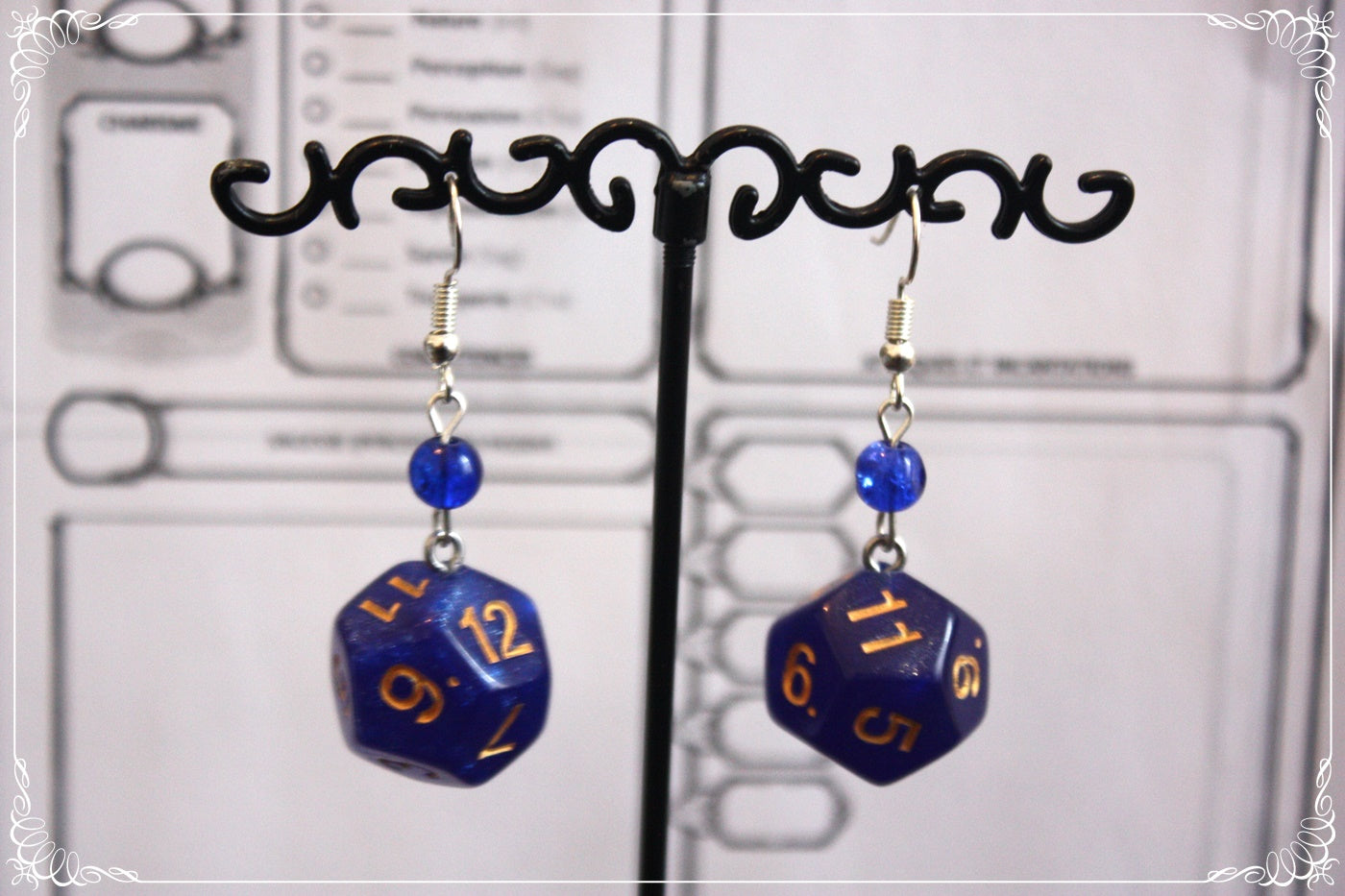 Boucles d'oreilles "Dés JDR - Bleu "