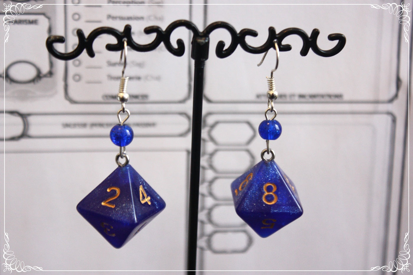 Boucles d'oreilles "Dés JDR - Bleu "