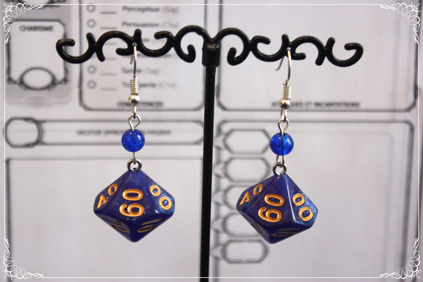 Boucles d'oreilles "Dés JDR - Bleu "