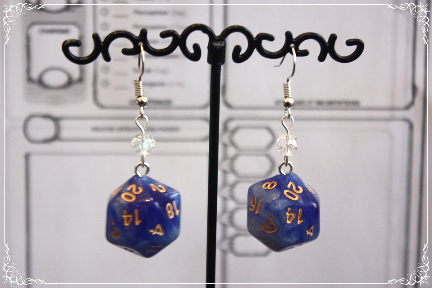 Boucles d'oreilles "Dés JDR - Bleu "