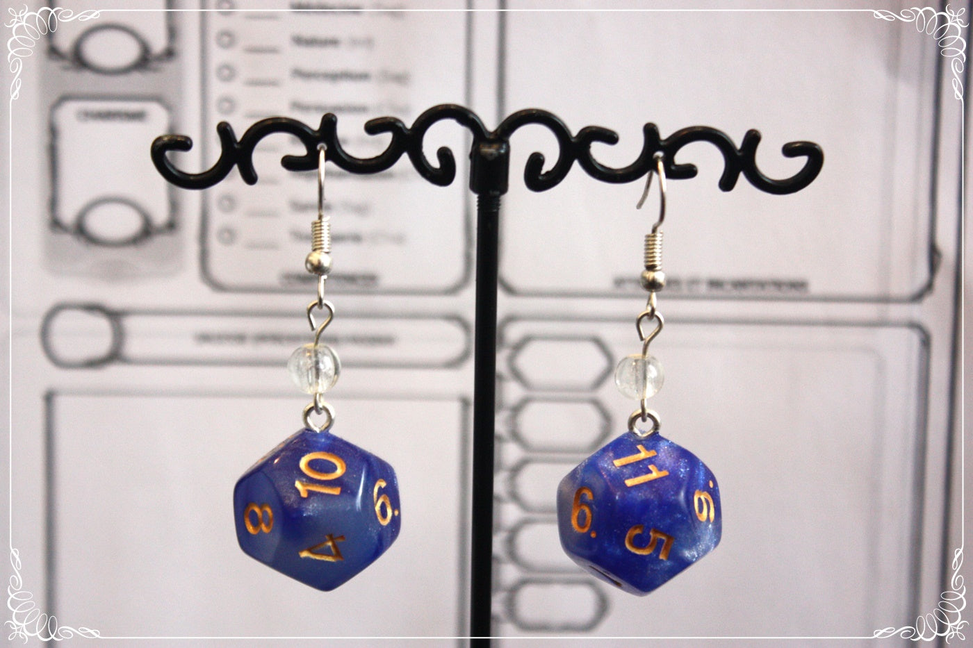 Boucles d'oreilles "Dés JDR - Bleu "