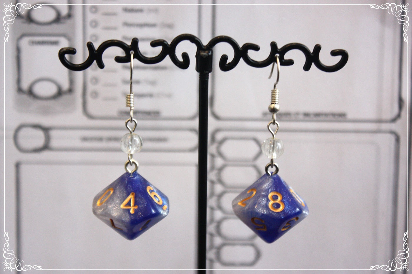 Boucles d'oreilles "Dés JDR - Bleu "