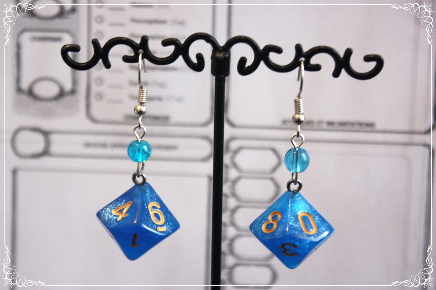 Boucles d'oreilles "Dés JDR - Bleu "