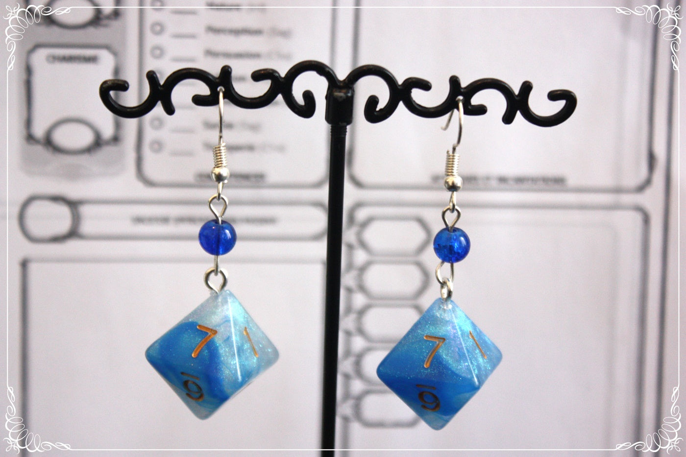 Boucles d'oreilles "Dés JDR - Bleu "