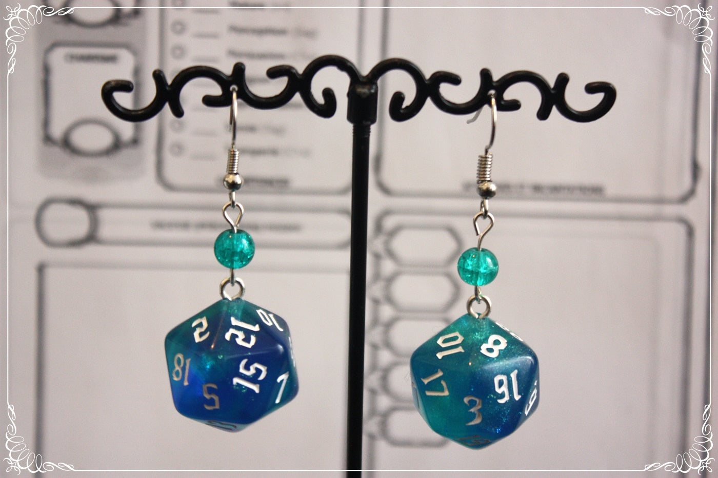 Boucles d'oreilles "Dés JDR - Bleu "