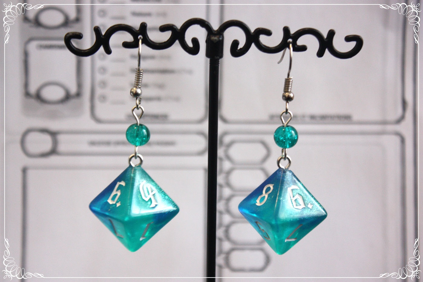 Boucles d'oreilles "Dés JDR - Bleu "